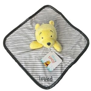 Plush Winnie the Pooh Lovey Blanket 11.5” x 11.5” Satin Trim New